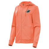 Miami Dolphins Antigua Women's Seeker Full-Zip Hoodie Jacket Heather Orange - NFL