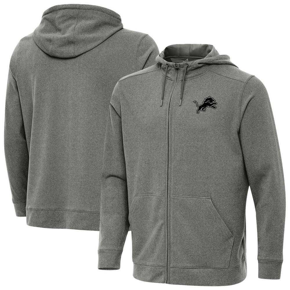 Detroit Lions Antigua Effortless Full-Zip Hoodie Jacket Heather Black - NFL