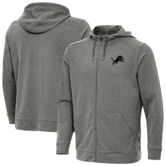 Detroit Lions Antigua Effortless Full-Zip Hoodie Jacket Heather Black - NFL