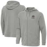 Green Bay Packers Antigua Effortless Full-Zip Hoodie Jacket Heather Gray - NFL