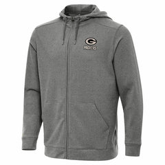 Green Bay Packers Antigua Effortless Full-Zip Hoodie Jacket Heather Black - NFL