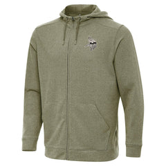 Minnesota Vikings Antigua Effortless Full-Zip Hoodie Jacket Olive - NFL