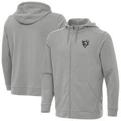 Chicago Bears Antigua Effortless Full-Zip Hoodie Jacket Heather Gray - NFL