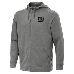 New York Giants Antigua Effortless Full-Zip Hoodie Jacket Heather Black - NFL