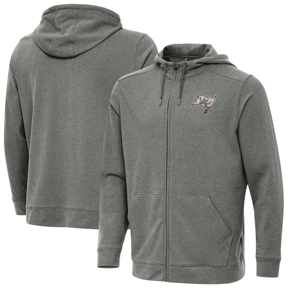Tampa Bay Buccaneers Antigua Effortless Full-Zip Hoodie Jacket Heather Black - NFL