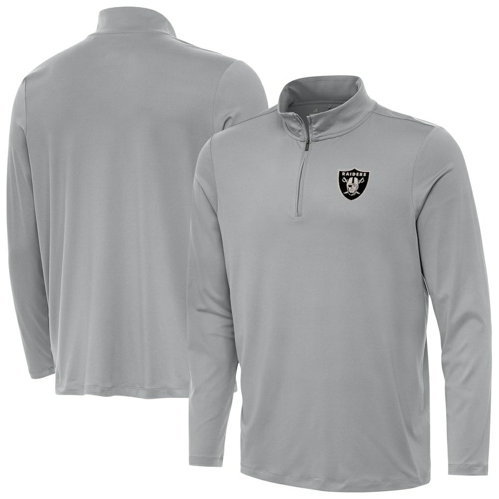 Las Vegas Raiders Antigua Reprocess Quarter-Zip Top Gray - NFL