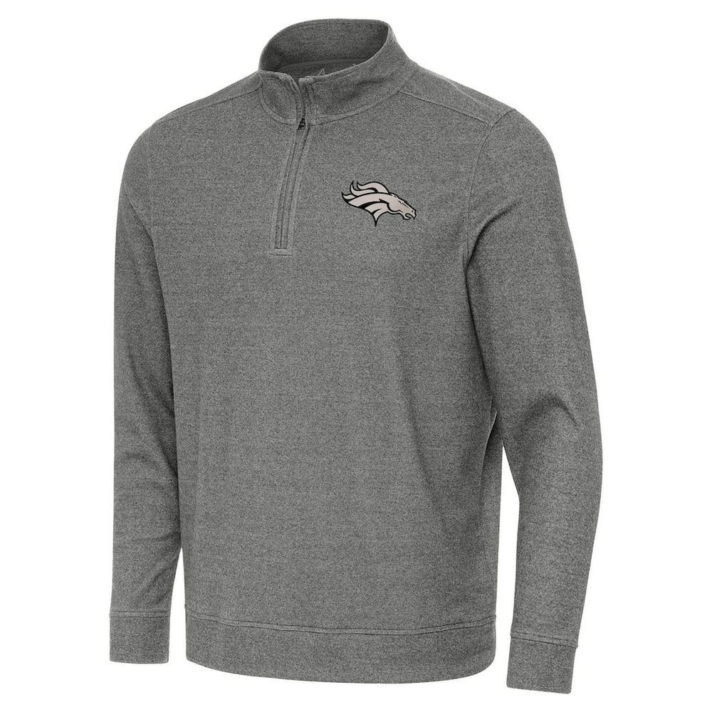 Denver Broncos Antigua Subtle Quarter-Zip Top Heather Black - NFL