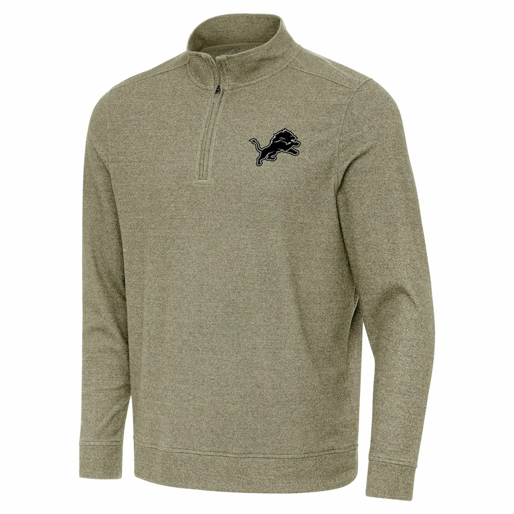 Detroit Lions Antigua Subtle Quarter-Zip Top Heather Olive - NFL