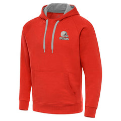 Cleveland Browns Antigua Brushed Carbon Victory Pullover Hoodie Orange - NFL