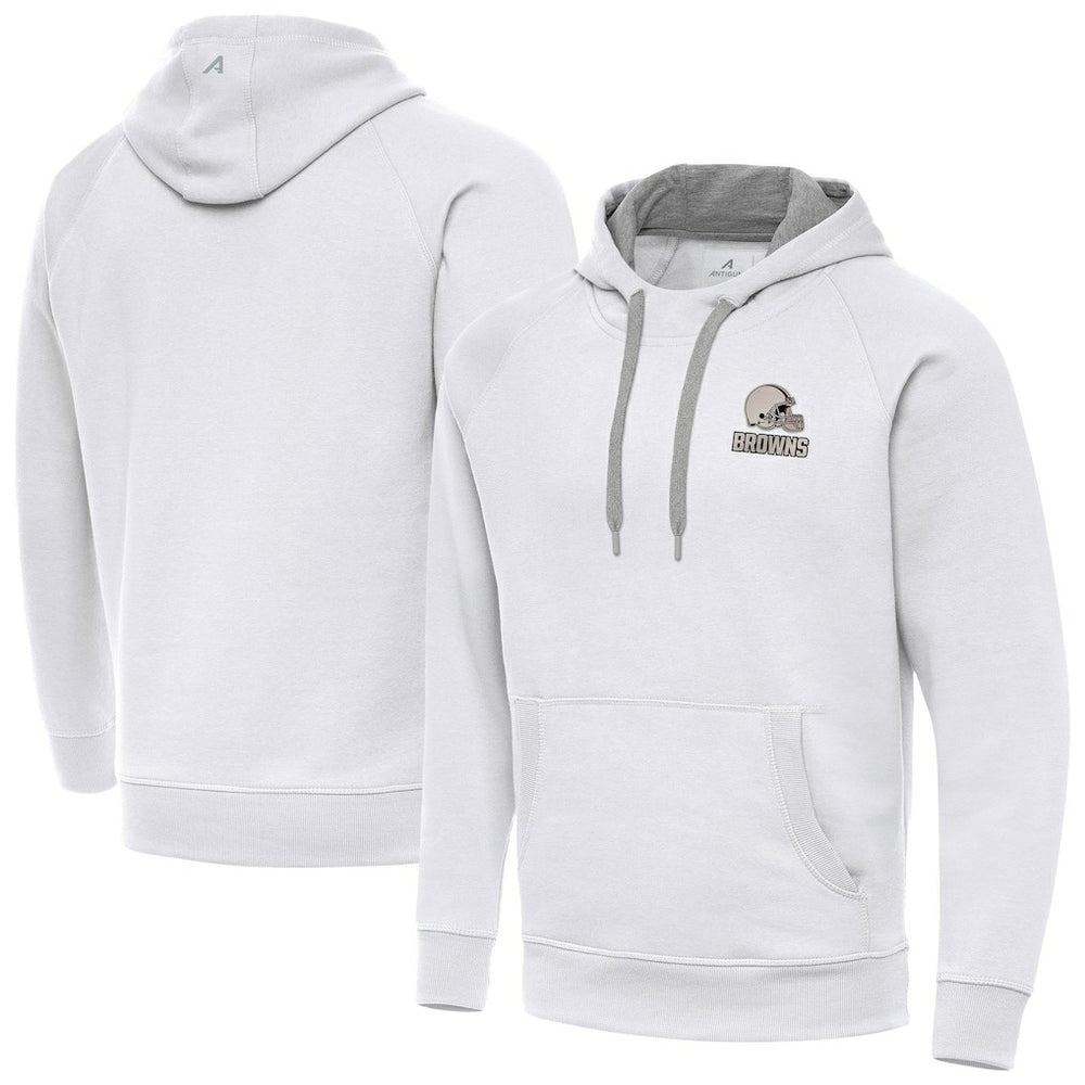 Cleveland Browns Antigua Brushed Carbon Victory Pullover Hoodie White - NFL