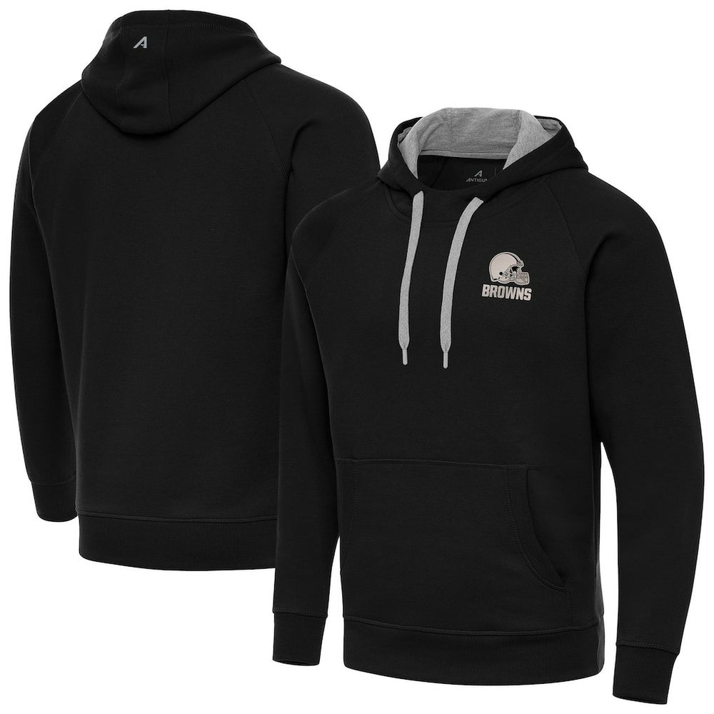 Cleveland Browns Antigua Brushed Carbon Victory Pullover Hoodie Black - NFL