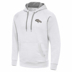 Denver Broncos Antigua Brushed Carbon Victory Pullover Hoodie White - NFL