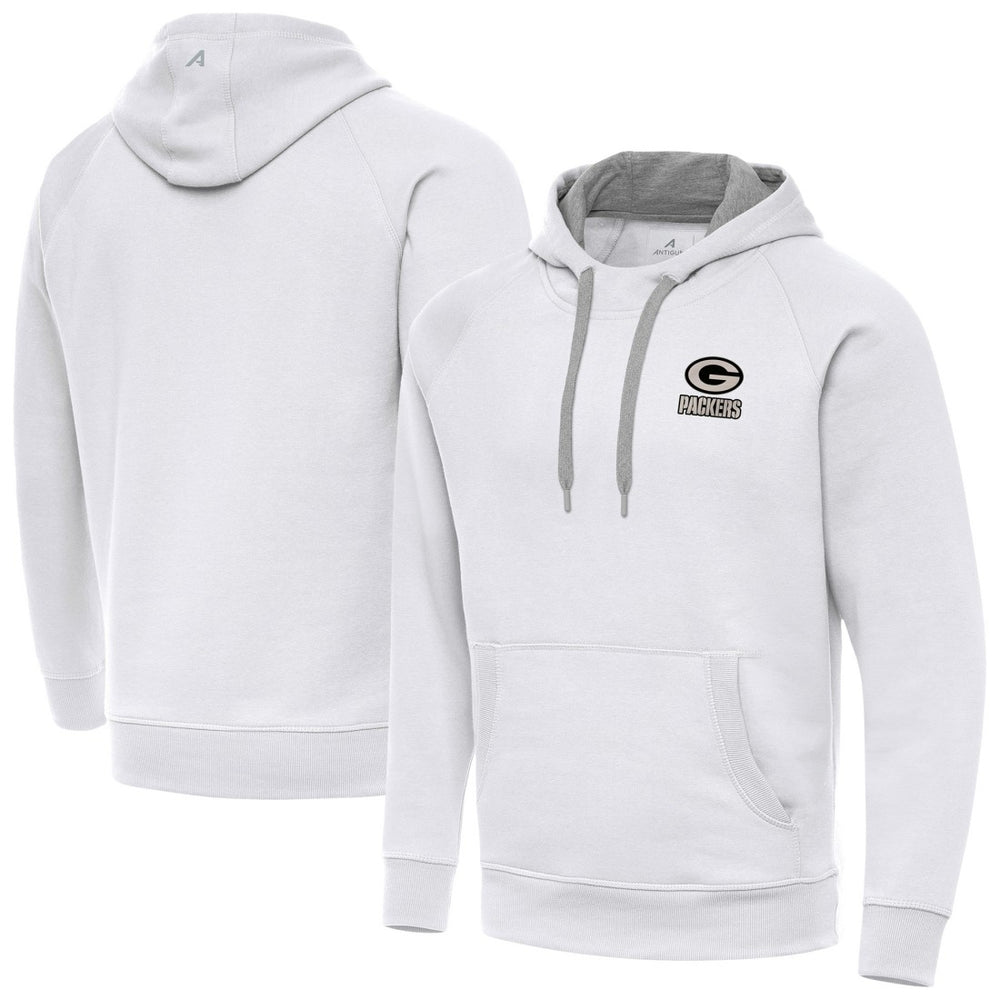 Green Bay Packers Antigua Brushed Carbon Victory Pullover Hoodie White - NFL