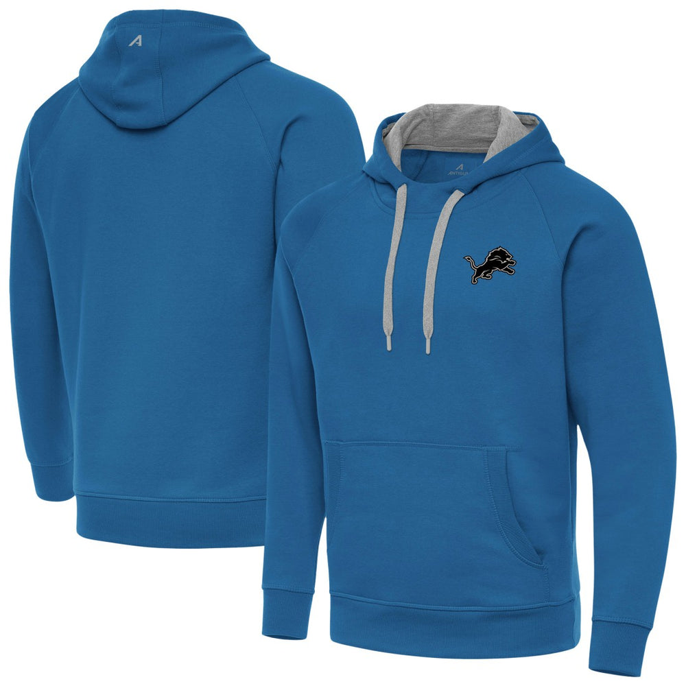 Detroit Lions Antigua Brushed Carbon Victory Pullover Hoodie Blue - NFL