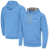 Los Angeles Chargers Antigua Brushed Carbon Victory Pullover Hoodie Powder Blue - NFL