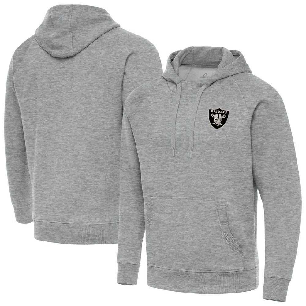 Las Vegas Raiders Antigua Brushed Carbon Victory Pullover Hoodie Heather Gray - NFL