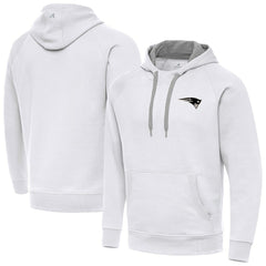 New England Patriots Antigua Brushed Carbon Victory Pullover Hoodie White - NFL