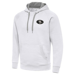 San Francisco 49ers Antigua Brushed Carbon Victory Pullover Hoodie White - NFL