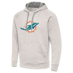 Miami Dolphins Antigua Victory Raglan Pullover Hoodie Cream - NFL