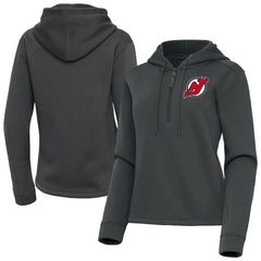 New Jersey Devils - Antigua Women's Contemporary Quarter-Zip Hoodie Pewter