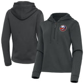 New York Islanders - Antigua Women's Contemporary Quarter-Zip Hoodie Pewter