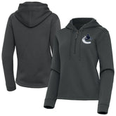 Vancouver Canucks - Antigua Women's Contemporary Quarter-Zip Hoodie Pewter