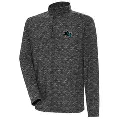Men's San Jose Sharks - Antigua Determined Quarter-Zip Sweatshirt Heather Black