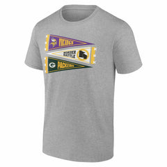 Minnesota Vikings vs. Green Bay Packers Border Battle Pennant T-Shirt Heather Gray - Fanatics