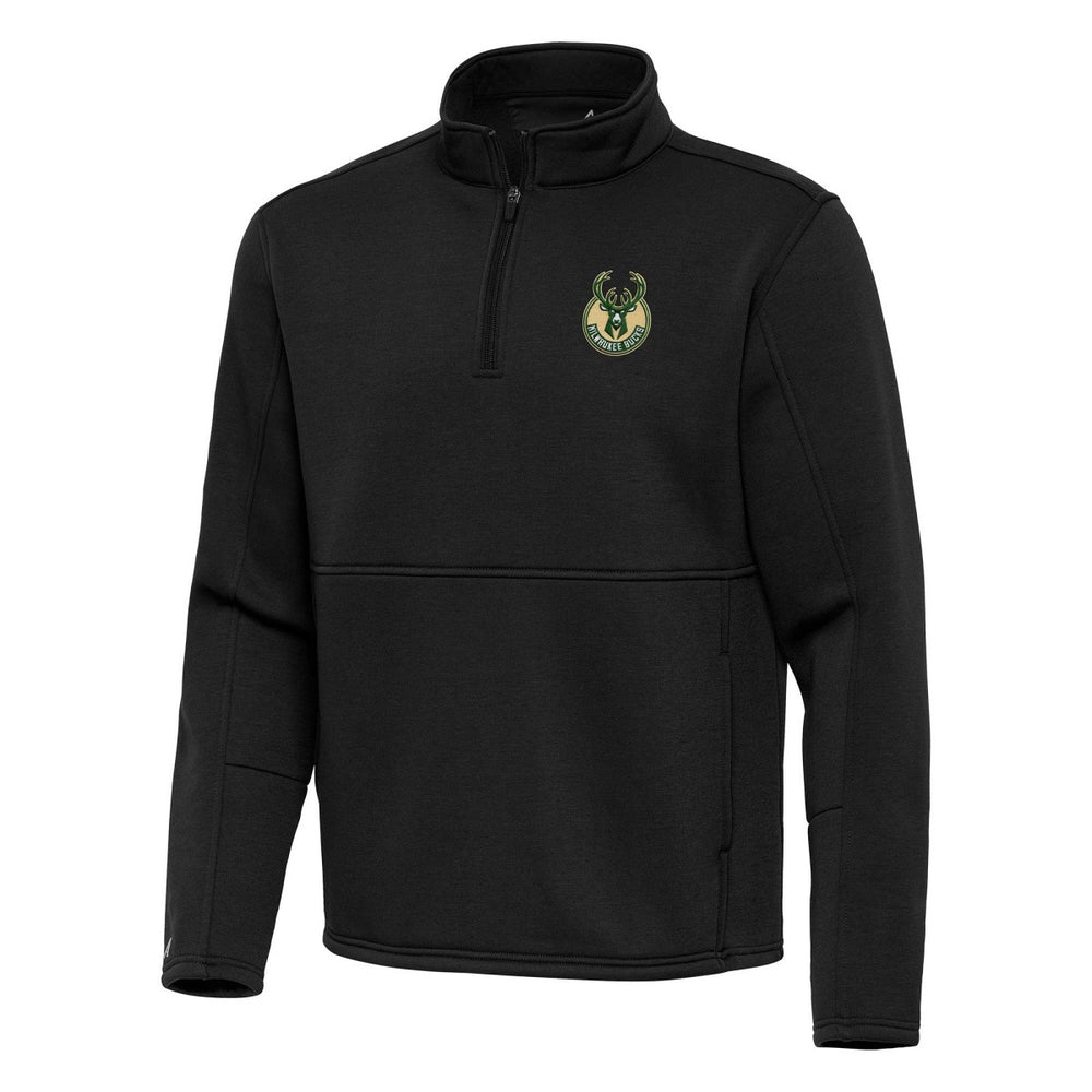 NBA - Milwaukee Bucks Antigua Twist Quarter-Zip Pullover Top - Black