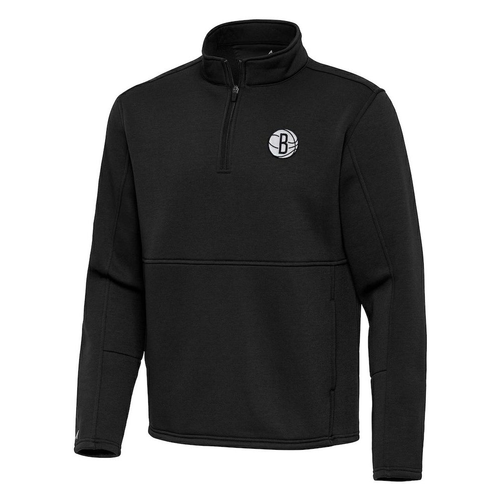 NBA - Brooklyn Nets Antigua Twist Quarter-Zip Pullover Top - Black
