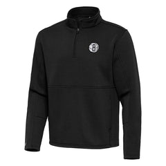 NBA - Brooklyn Nets Antigua Twist Quarter-Zip Pullover Top - Black