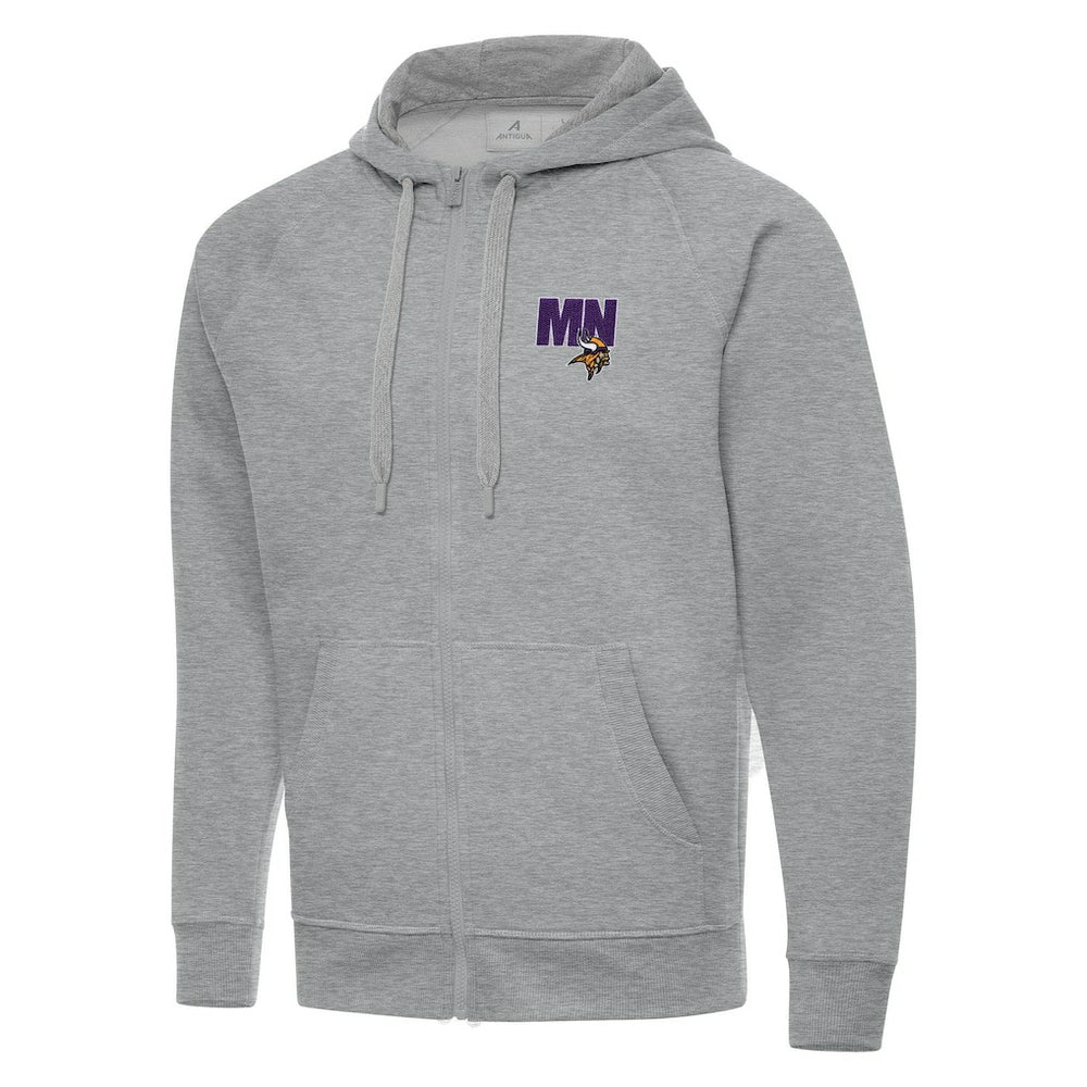 Men's Minnesota Vikings Antigua Victory Full-Zip Hoodie Heather Gray - NFL
