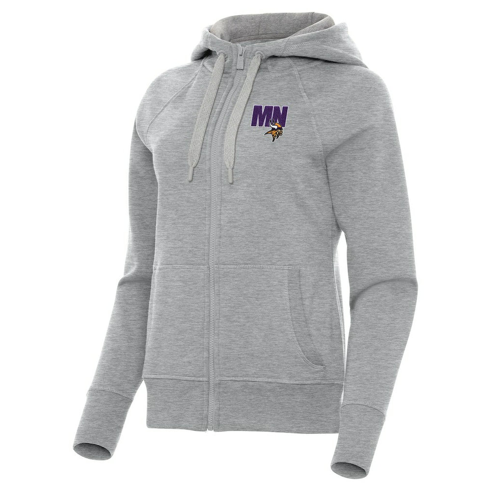 Minnesota Vikings Antigua Women's Victory Full-Zip Hoodie Heather Gray - NFL