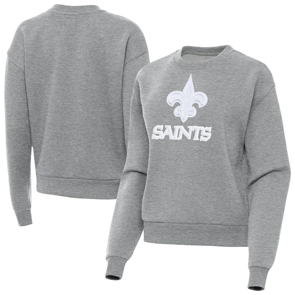 New Orleans Saints Antigua Women's Victory Pullover Sweatshirt Heather Gray - NFL