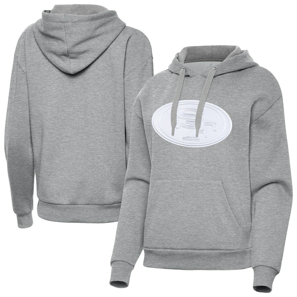 San Francisco 49ers Antigua Women's Victory Pullover Hoodie Heather Gray - NFL