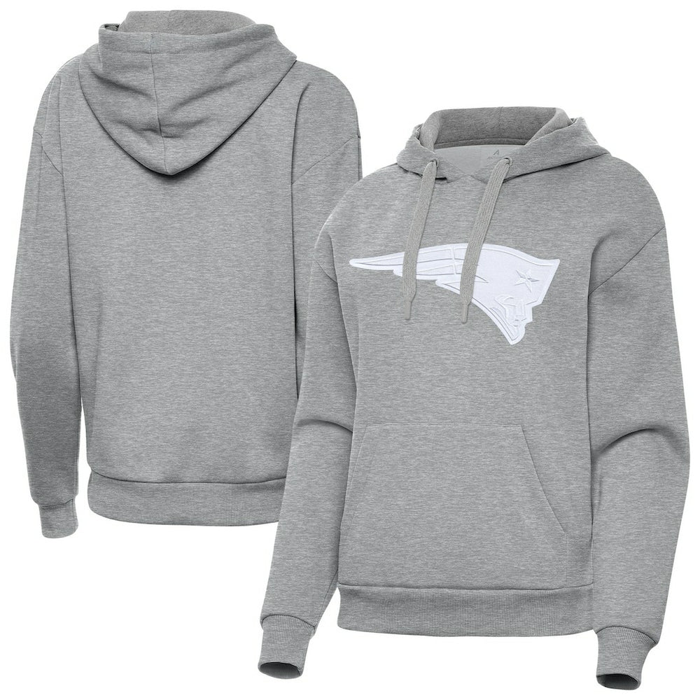 New England Patriots Antigua Women's Victory Pullover Hoodie Heather Gray - NFL