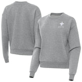 New Orleans Saints Antigua Women's Victory Crew Pullover Sweatshirt Heather Gray - NFL
