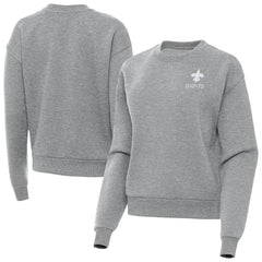 New Orleans Saints Antigua Women's Victory Crew Pullover Sweatshirt Heather Gray - NFL