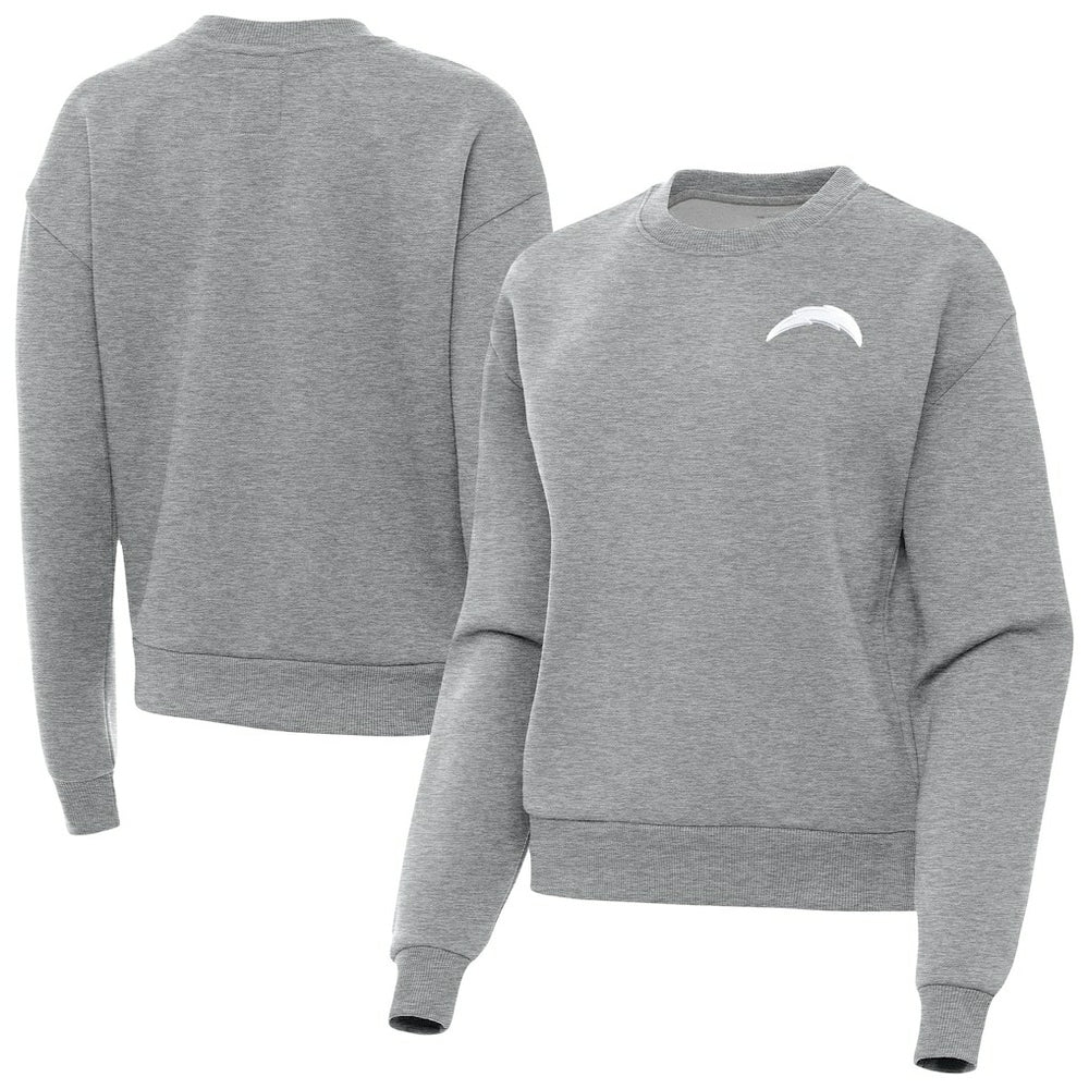 Los Angeles Chargers Antigua Women's Victory Crew Pullover Sweatshirt Heather Gray - NFL