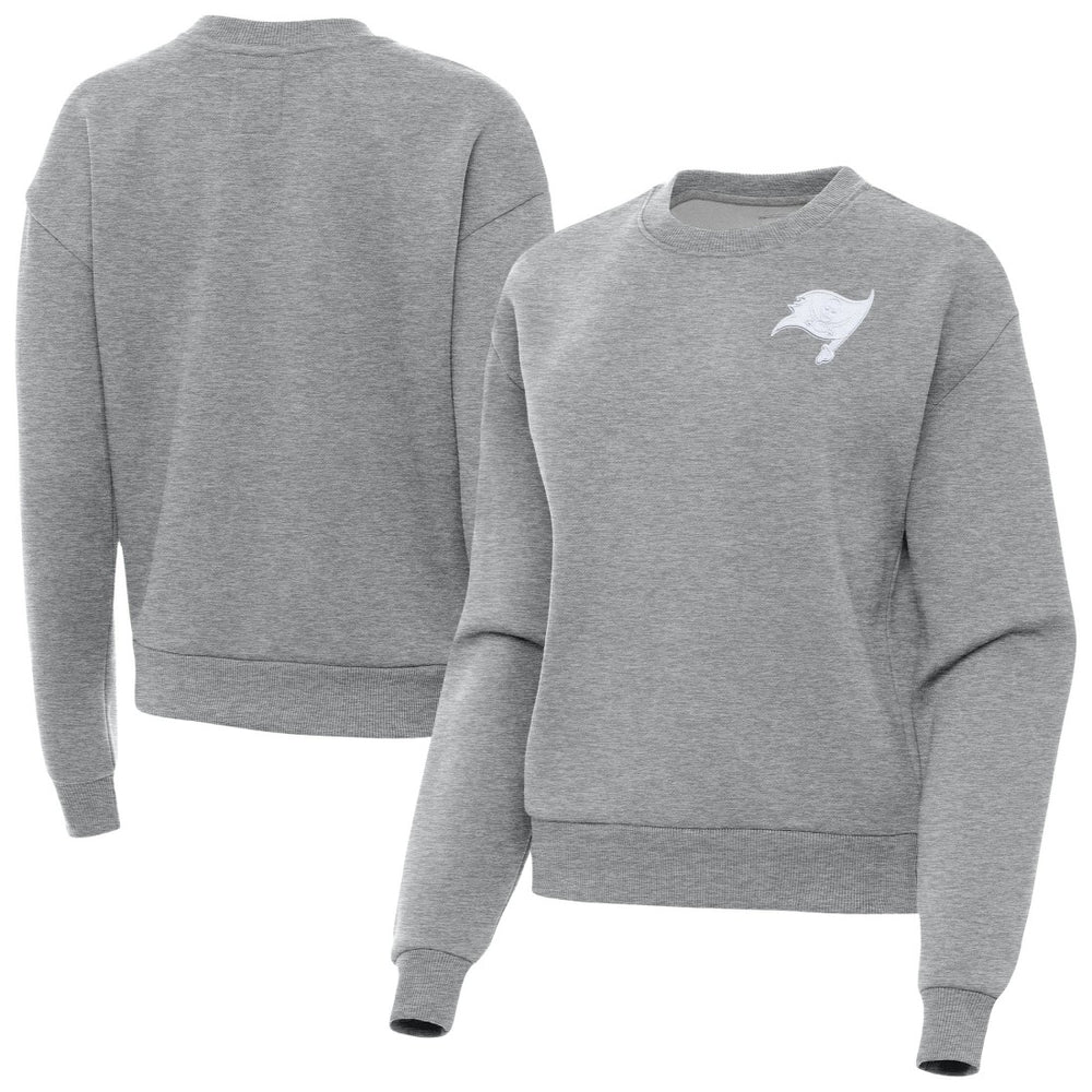 Tampa Bay Buccaneers Antigua Women's Victory Crew Pullover Sweatshirt Heather Gray - NFL