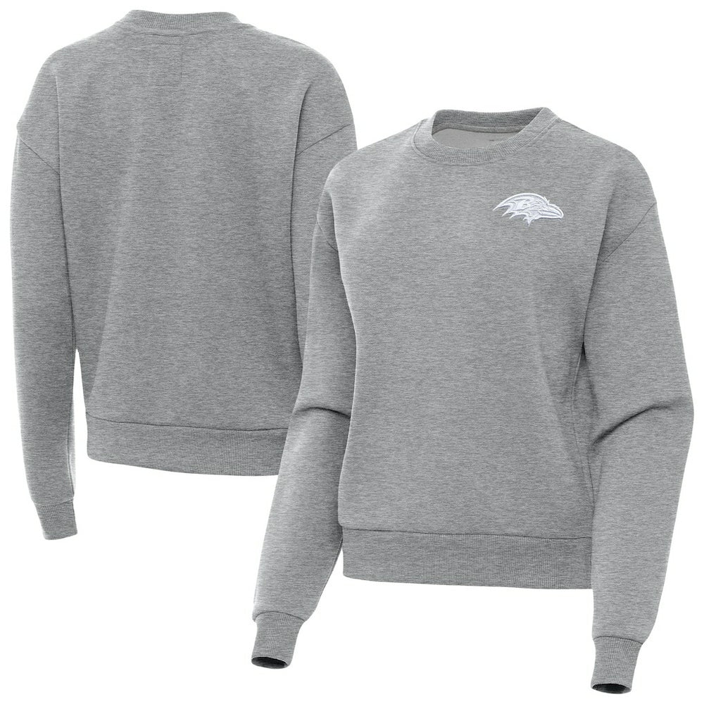 Baltimore Ravens Antigua Women's Victory Crew Pullover Sweatshirt Heather Gray - NFL