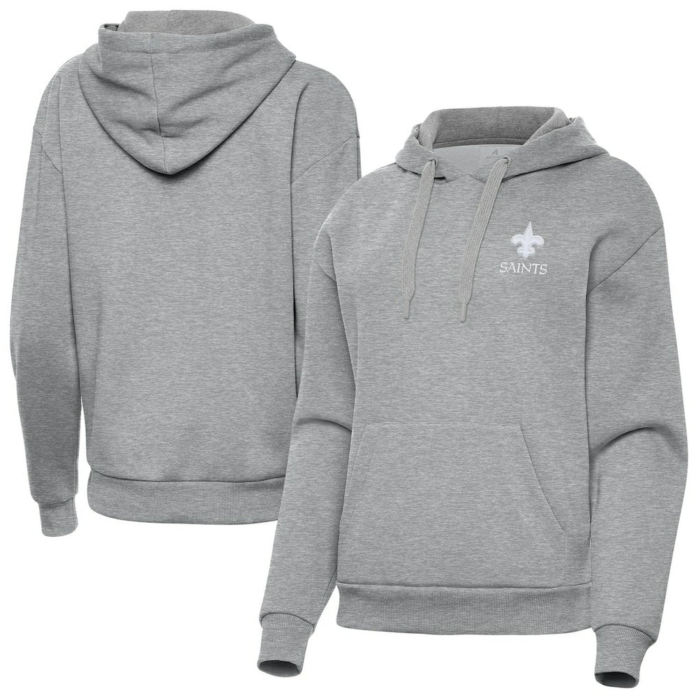 New Orleans Saints Antigua Women's Victory Pullover Hoodie Heather Gray - NFL