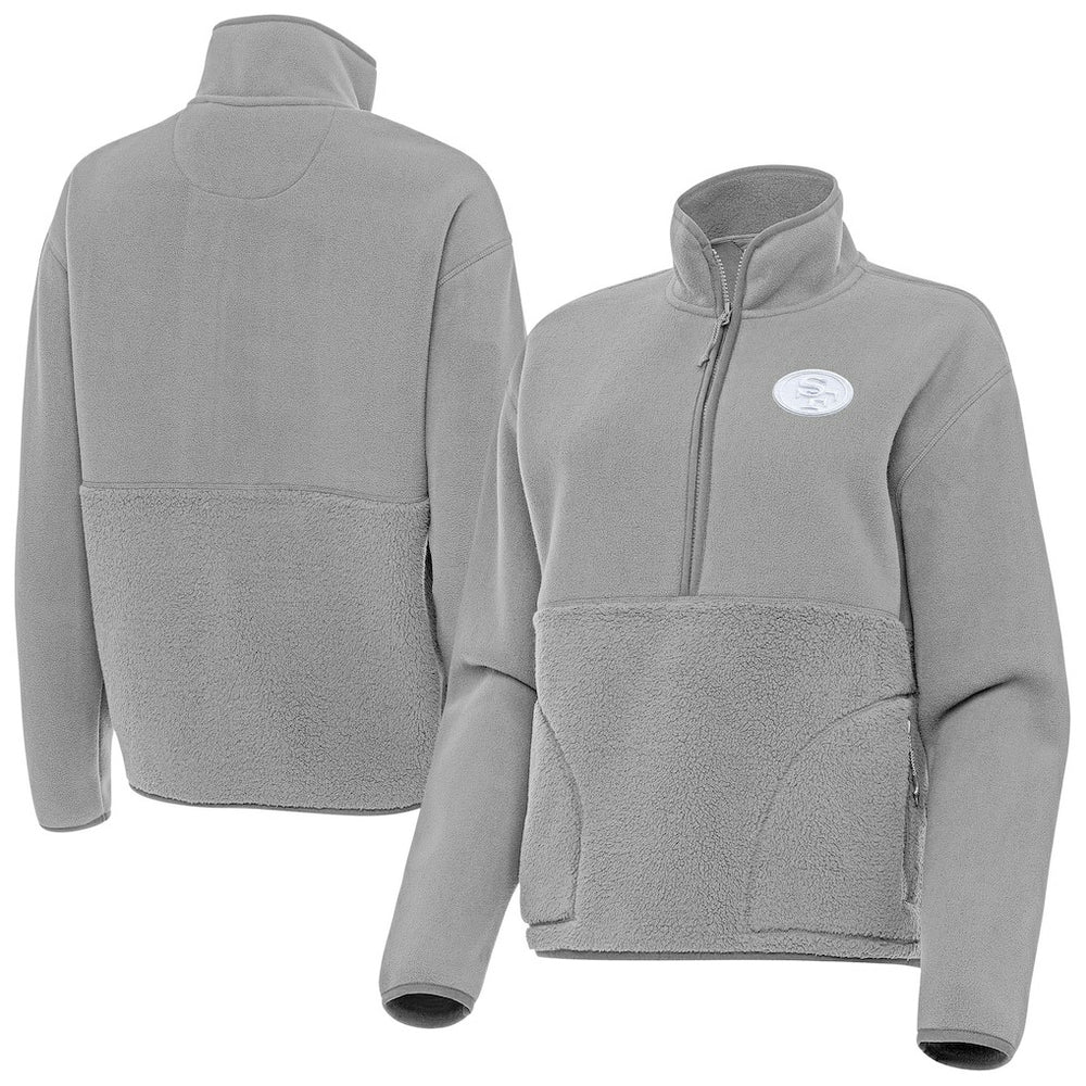San Francisco 49ers Antigua Women's Figure Half-Zip Sweatshirt Gray - NFL