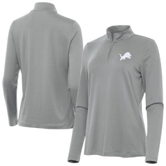 Detroit Lions Antigua Women's Reprocess Quarter-Zip Top Gray - NFL