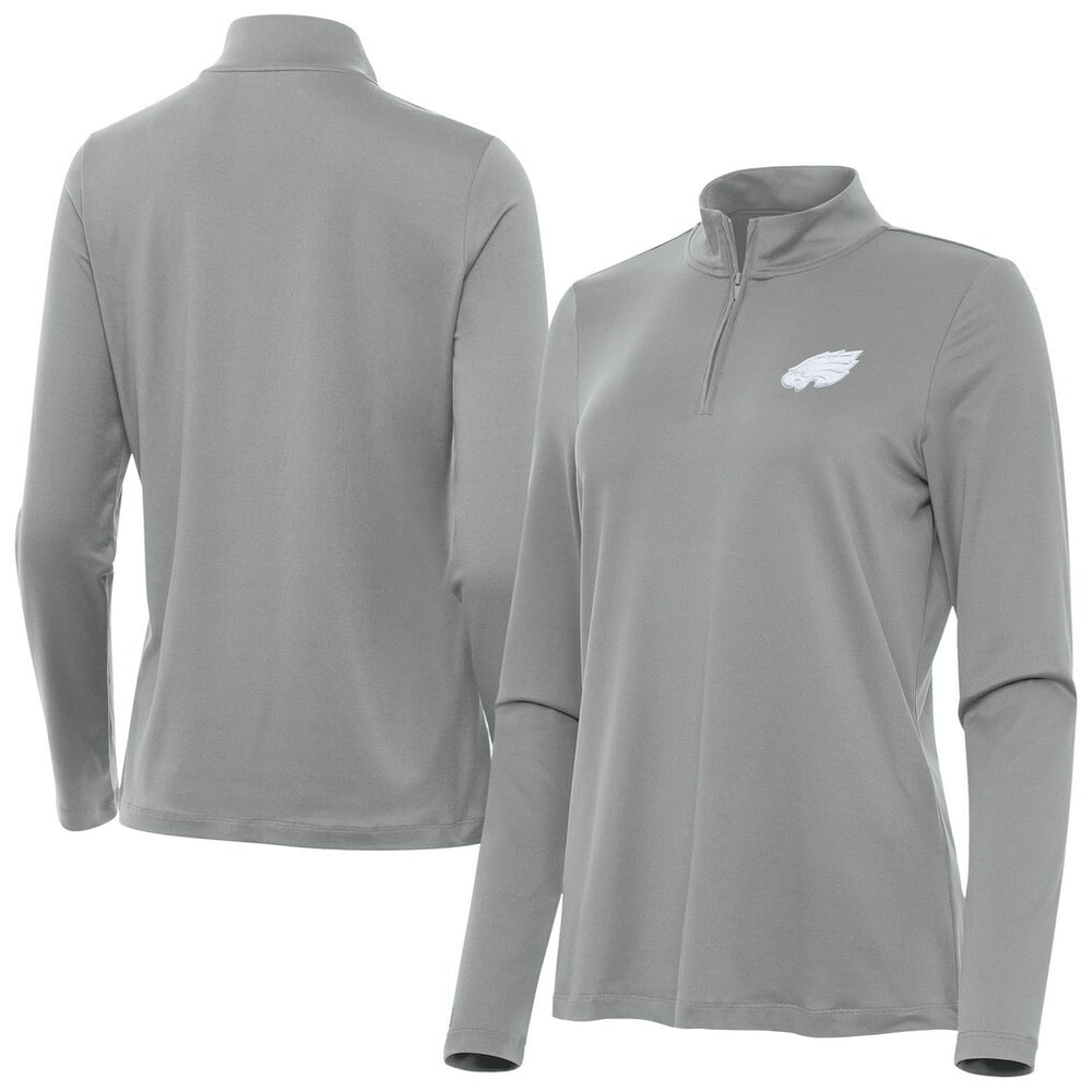 Philadelphia Eagles Antigua Women's Reprocess Quarter-Zip Top Gray - NFL