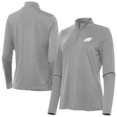 Philadelphia Eagles Antigua Women's Reprocess Quarter-Zip Top Gray - NFL