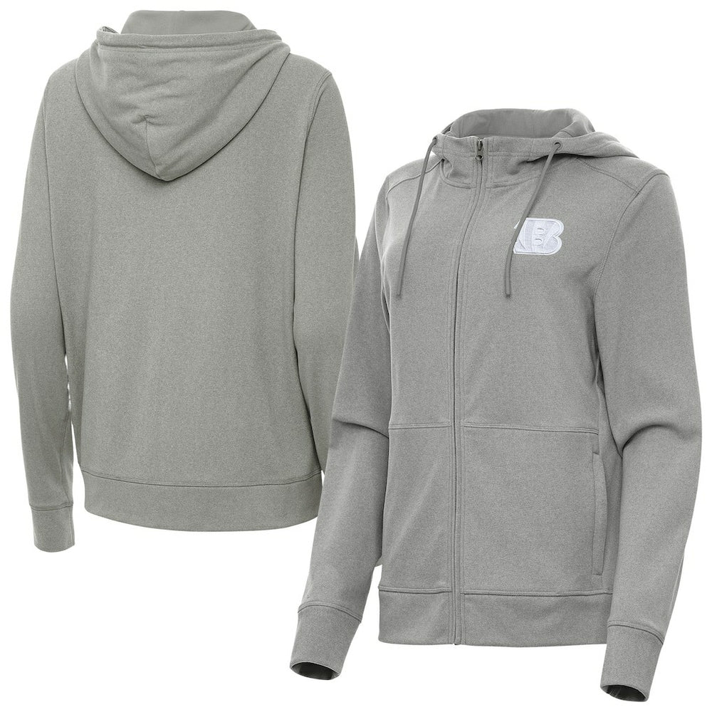 Cincinnati Bengals Antigua Women's Seeker Full-Zip Hoodie Jacket Heather Gray - NFL