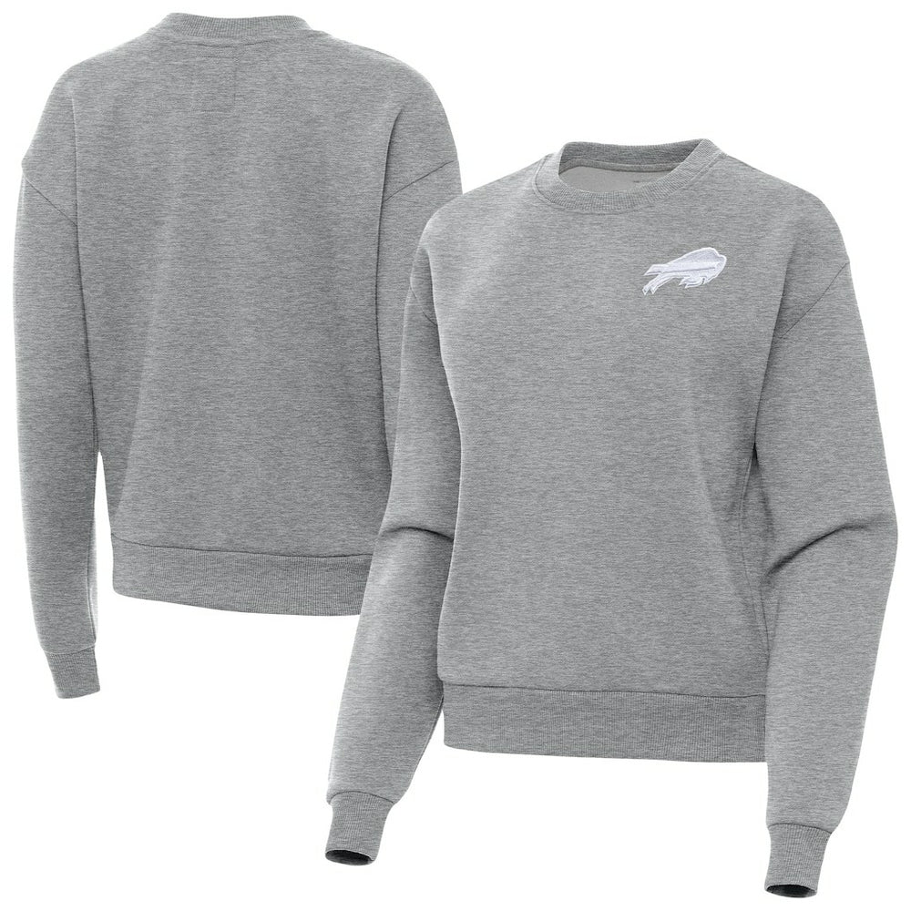 Buffalo Bills Antigua Women's Victory Crew Pullover Sweatshirt Heather Gray - NFL