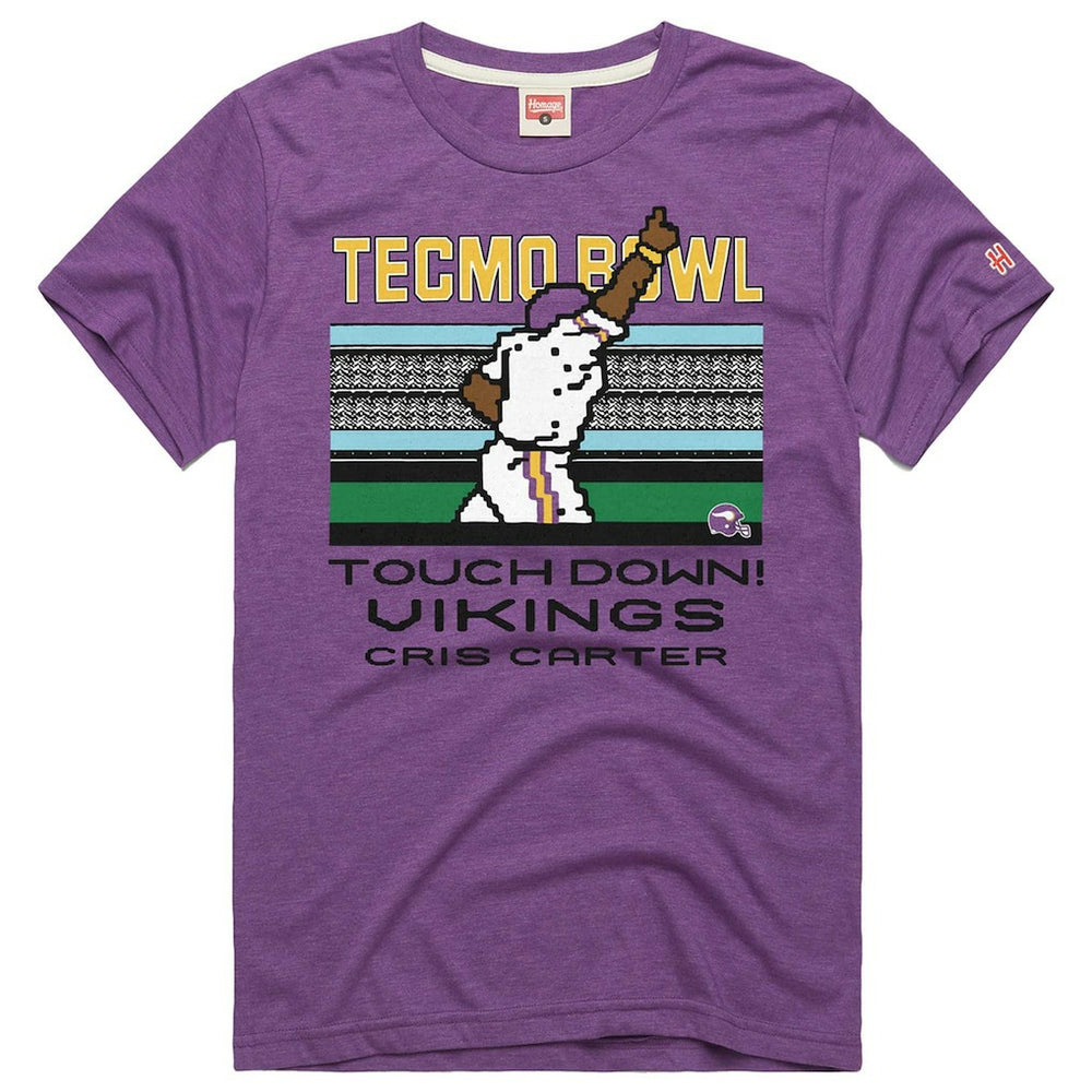 Cris Carter Minnesota Vikings Homage Unisex Tecmo Bowl Retired Player Graphic Tri-Blend T-Shirt Purple - NFL