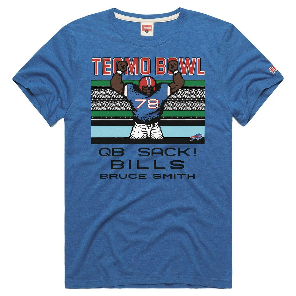 Bruce Smith Buffalo Bills Homage Unisex Tecmo Bowl Retired Player Graphic Tri-Blend T-Shirt Royal - NFL